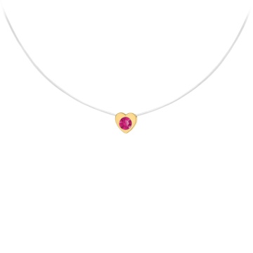 Colier Fancy Color cu fir transparent si pandantiv Inima din AUR 14K