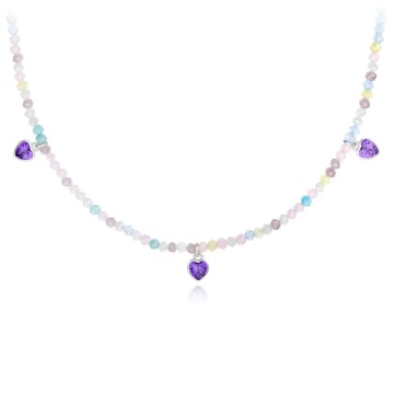 Colier Hearty Purple din Argint 925 cu cristale