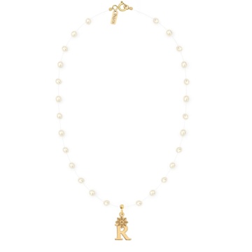 Colier Pearl Snow Letter cu Perle de Cultura și inițială din AUR 14K - Img 2