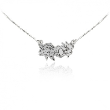 Colier Romantic din argint 925 model floral - Bujori