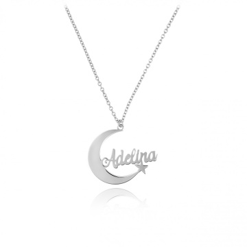 Colier Romantic Moon din argint 925 personalizat cu nume