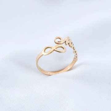 Inel cu infinit si nume din aur 14k - Img 3