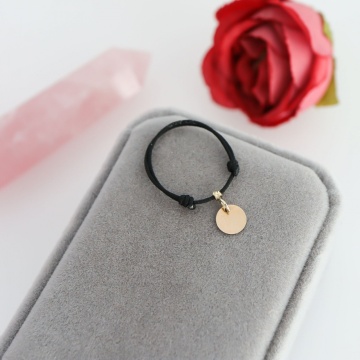Inel snur reglabil si charm banut din Aur 14k 585 - Img 3