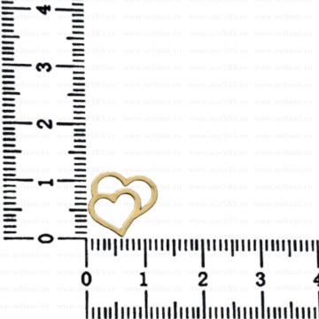 Link din aur 14k - pentru bratara - inimioare XL