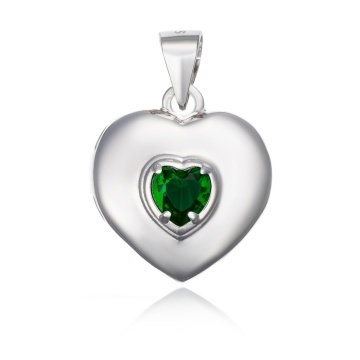 Pandantiv personalizabil Heart din argint 925 cu cristal verde