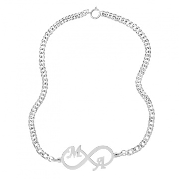 Set bratari din argint pentru cupluri cu infinit personalizabil cu orice initiale - Img 3