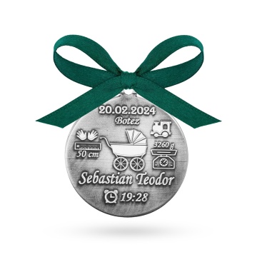 Banut Argint 2.5cm pentru botez - mot - cu personalizare 3D Baby - Img 4