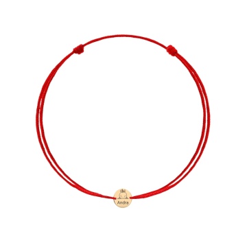 Bratara cu snur si banut 7mm din aur 14k personalizabil cu bebelus si nume - Img 3