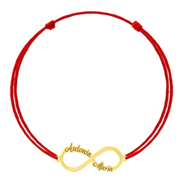 Bratara cu snur si infinit personalizabil cu nume din aur 14k