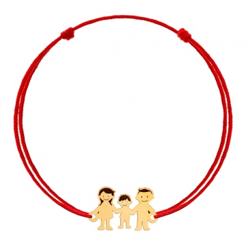 Bratara Familia cu snur si personaje din aur 14k