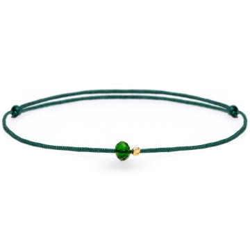 Bratara Prieteniei cu snur si cristal de 4mm + biluta 2mm din aur 14k