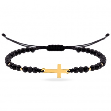 Bratara snur, bile si cruciulita din aur 14k