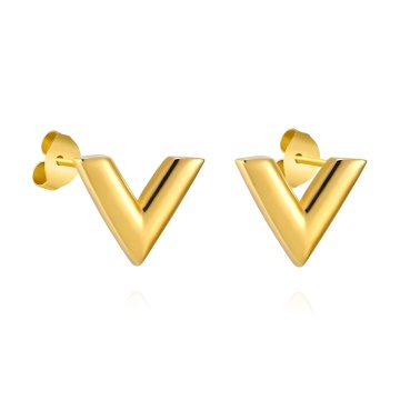 Cercei V Style din Inox placat cu AUR 18K - Img 2