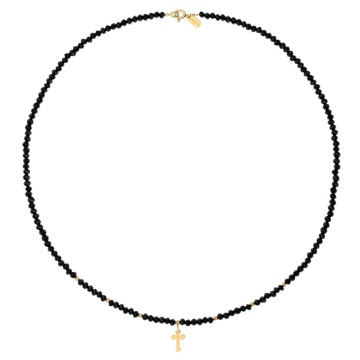 Colier Cruciulita din AUR 14K si cristale - Img 2