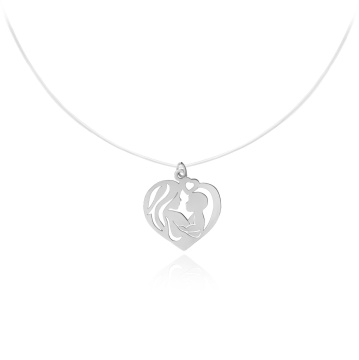 Colier invizibil Mom's Passion cu fir transparent si pandantiv din Argint 925
