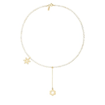 Colier Snowflake Shine cu Perle de Cultura și fulg de nea din AUR 14K - Img 2