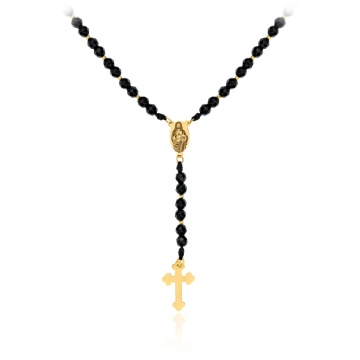 Rozariu Unisex cu Onix si bile din aur 14k - personalizabil - Img 1