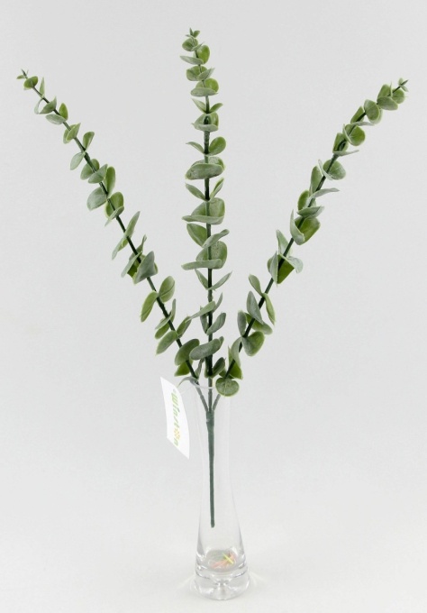 Frunze artificiale - Crenguta cu 3 fire de eucalipt verde 67927