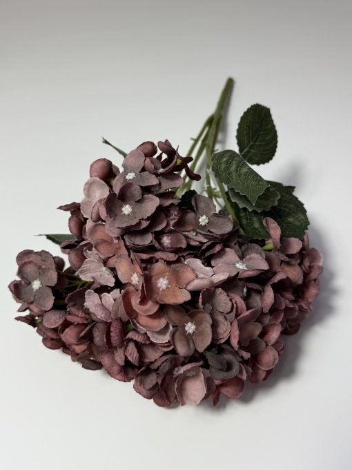 Buchet hortensie marunta cu 5 capete - Ciocolatiu inchis