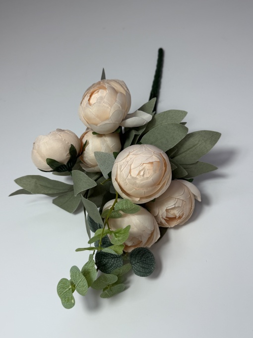 Buchet ranunculus 7 capete cu eucalipt * ST20 * 5cm - Somon