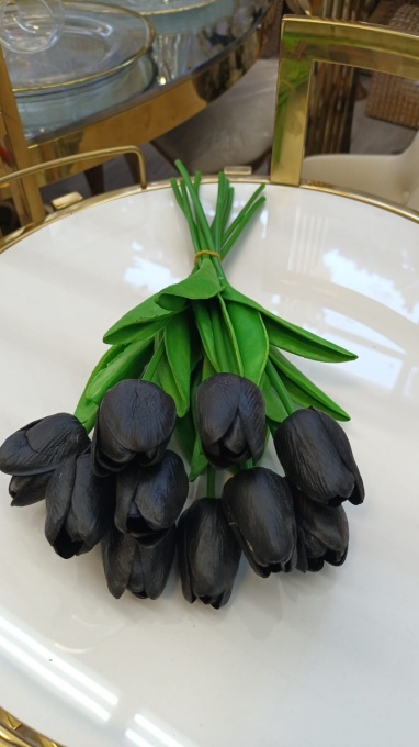 Lalele din silicon buchet 10 fire - Negre