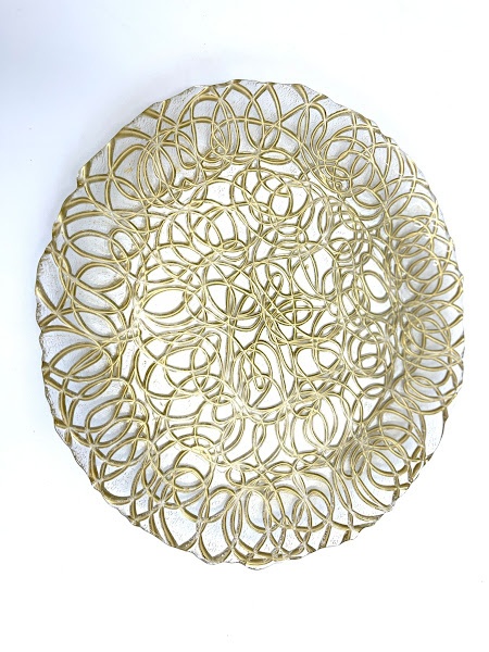 Farfurie suport aurie din sticla-cod 032 altin -32cm(nu se trimit prin curier)