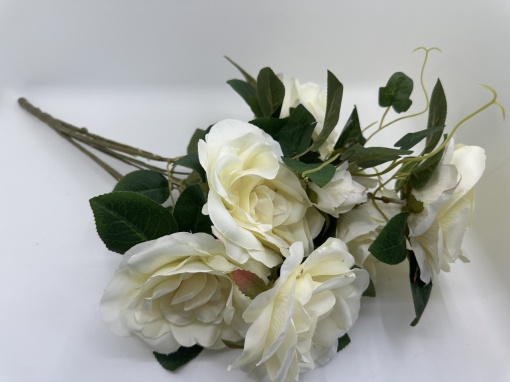 Buchet trandafiri cu 7 capete si 2 boboci - Crem