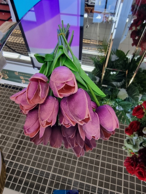 Lalele din silicon buchet 10 fire - Mov Pruna