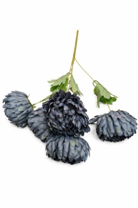 Flori artificiale - Buchet crizanteme Blue Gray cu frunze