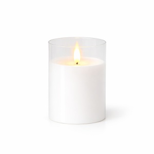 Lumanare cu led/ pahar din sticla/ mare/ alb