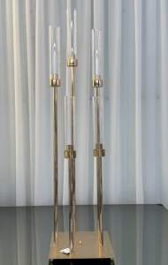 Suport flori auriu din metal cu 5 brate