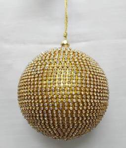 Glob Craciun rotund auriu cu cristale - Luxury