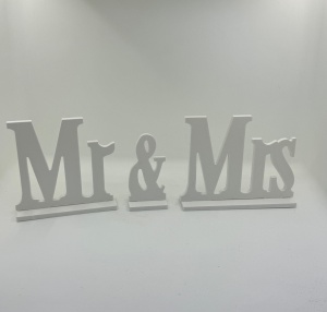 "Mr&Mrs" placheta 50cm - alb - Img 2