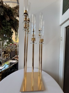 Suport auriu tip candelabru cu 6 brate si pahare GW-26 - Img 2