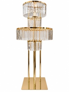 Candelabru auriu cu 4 randuri de cristale