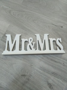 "Mr&Mrs" placheta 50cm - alb