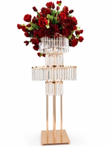 Candelabru auriu cu 4 randuri de cristale - Img 2
