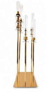 Suport auriu tip candelabru cu 6 brate si pahare GW-26