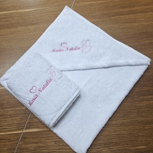 Set prosoape Bebe bumbac 90x90 cu capison + prosop fata 50x90 - personalizate - Img 6