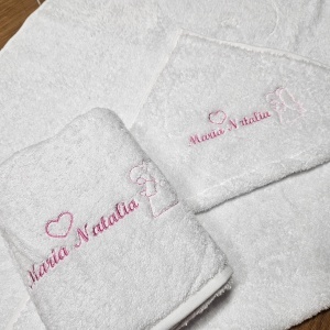 Set prosoape Bebe bumbac 90x90 cu capison + prosop fata 50x90 - personalizate