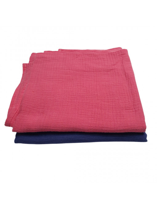 Set 2 Buc Muselină Confort Maxi 110 x 110 cm - Albastră și Roșie, Bumbac 100%