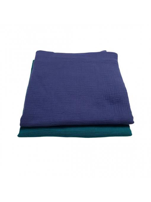 Set 2 Buc Muselină Confort Maxi 110 x 110 cm - Albastră și Verde, Bumbac 100%