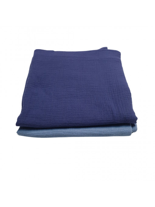 Set 2 Buc Muselină Confort Maxi 110 x 110 cm - Albastră și Bleu, Bumbac 100%
