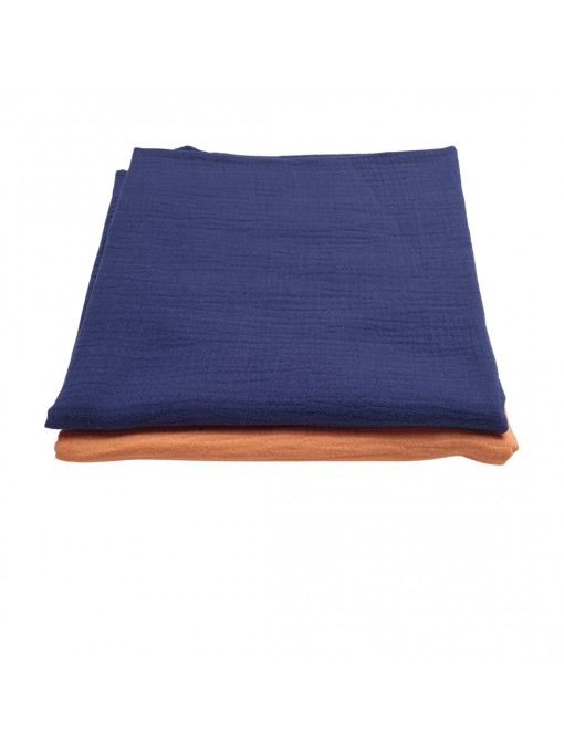 Set 2 Buc Muselină Confort Maxi 110 x 110 cm - Portocalie și Albastră