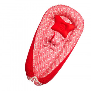Baby Nest Deluxe Roșu - Cuib Bebeluși cu Elefanței