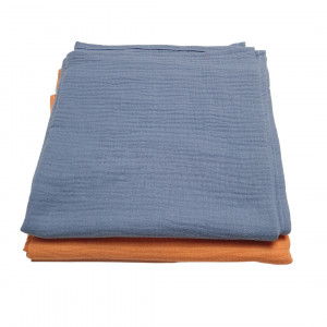 Set 2 Buc Muselină Confort Maxi 110 x 110 cm - Portocalie și Bleu