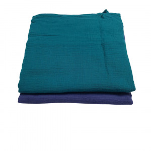 Set 2 Buc Muselină Confort Maxi 110 x 110 cm - Albastră și Verde