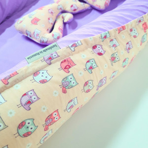 SET Baby Nest Diamond Bufnițe Roz cu Pernuță și Jucărie