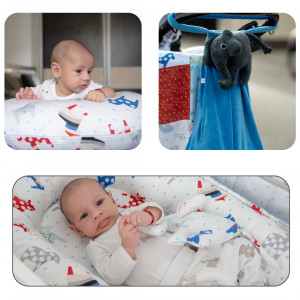 Set Cadou pentru Bebeluși, 0-12 luni, 3 piese Baby Nest căluți, Pernă alăptat și Geantă scutece