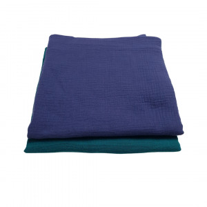 Set 2 Buc Muselină Confort Maxi 110 x 110 cm - Albastră și Verde